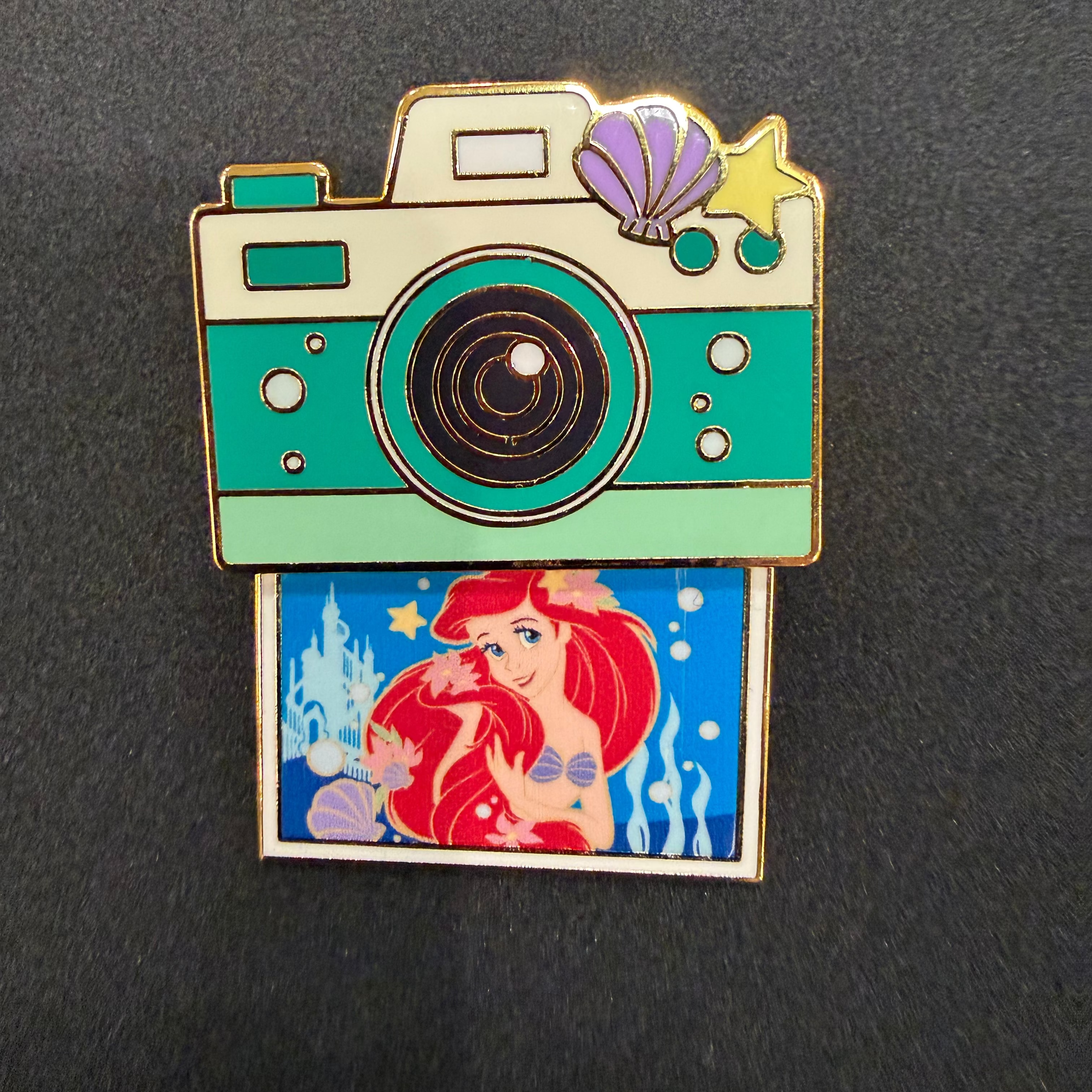 Disney Princess Camera Sliding Blind Box Pin Set - Ariel